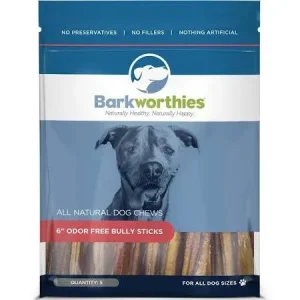 Barkworthies Dog Odor Free Bully 6in 5pk
