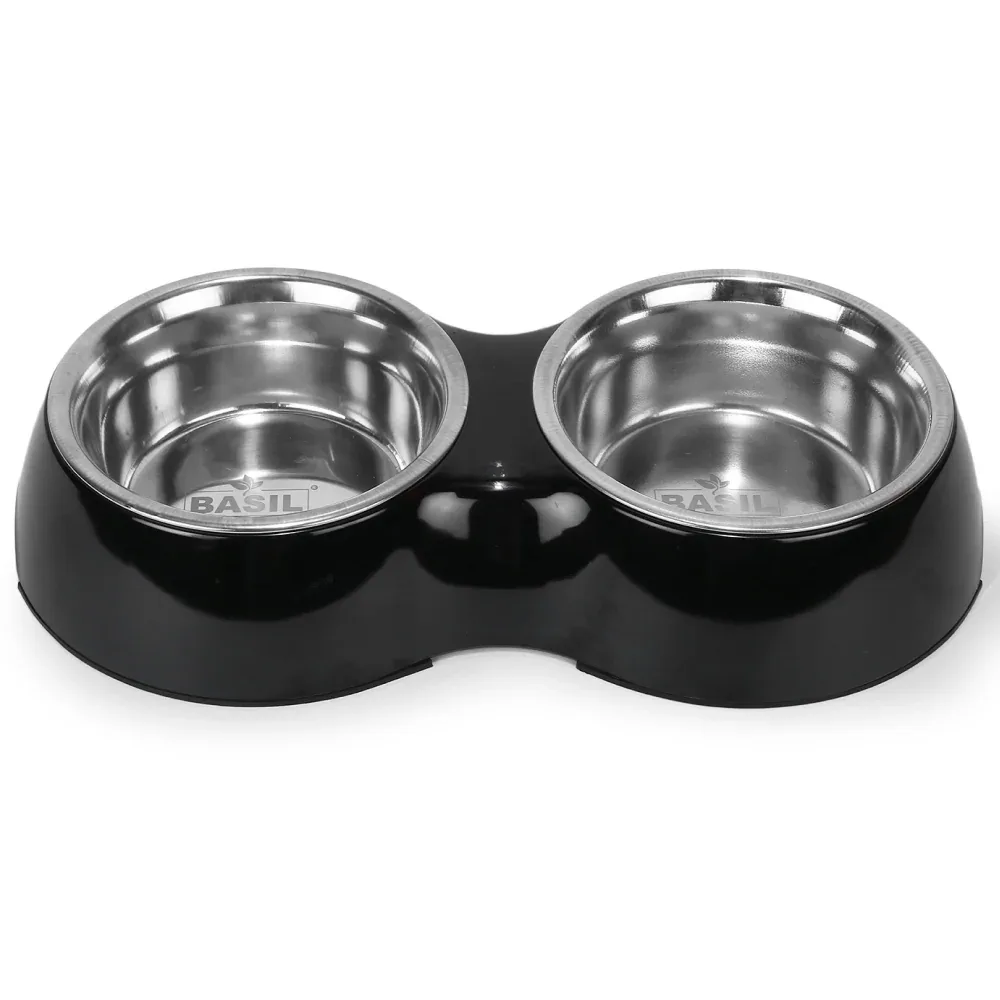 Basil Double Melamine Bowl Dinner Set for Dogs and Cats - Image 2