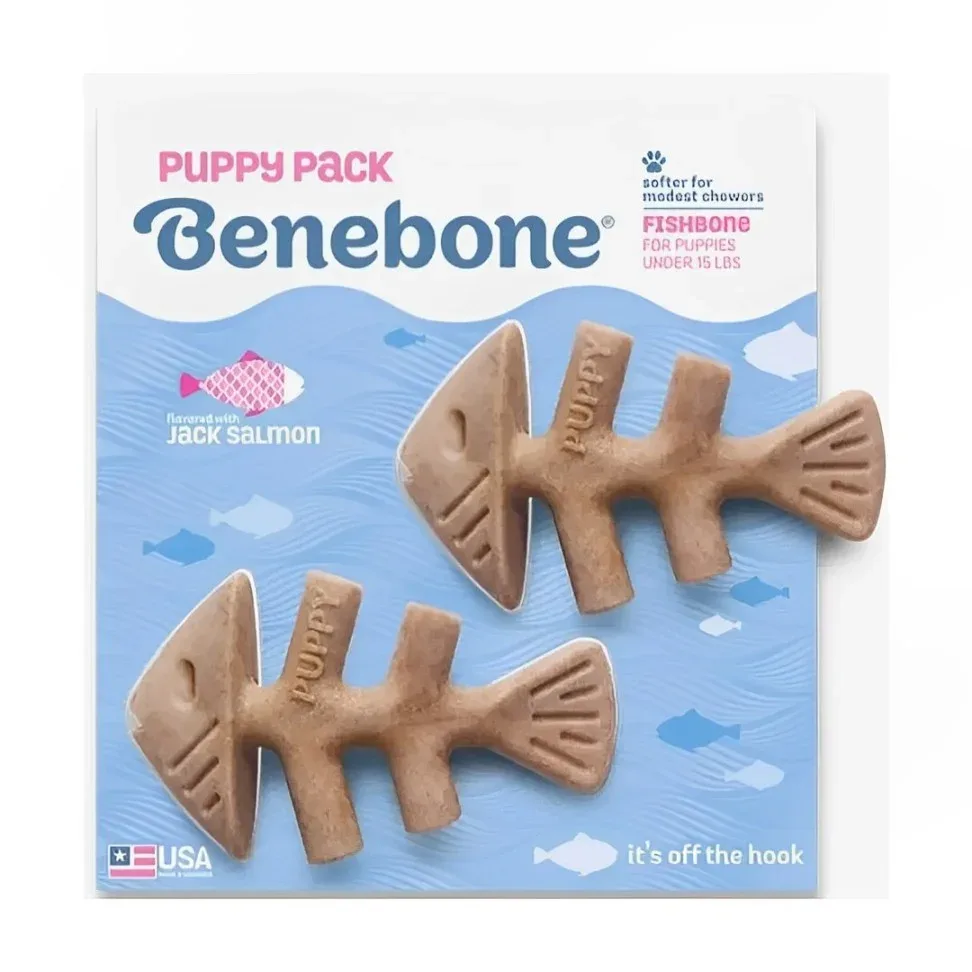Benebone Jack Salmon Flavoured Fish Bone Chew Toys for Puppy