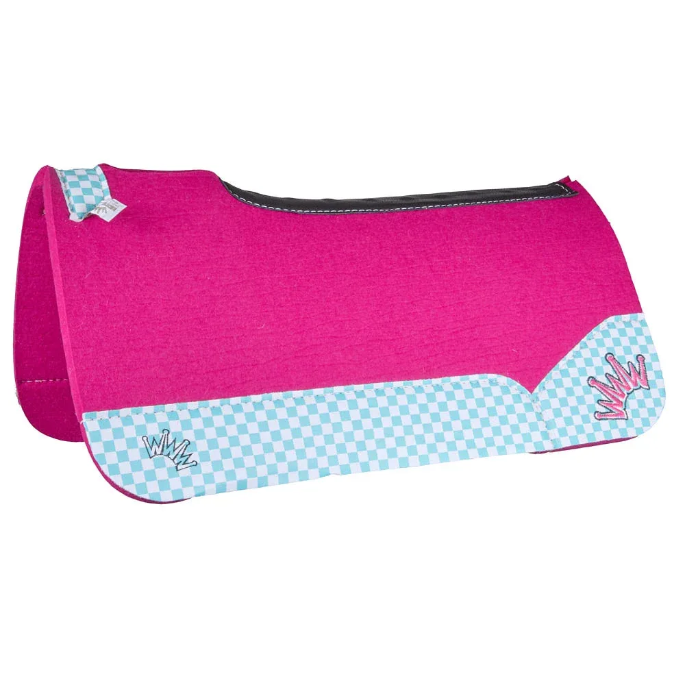 Best Ever Pads 3/4in. Kush Checkered Pink Felt Saddle Pad - Image 2