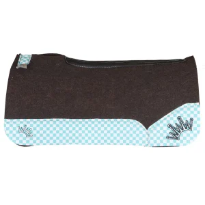 Best Ever Pads 3/4in OG Felt Pad with Turquoise Checkers and Black Crown
