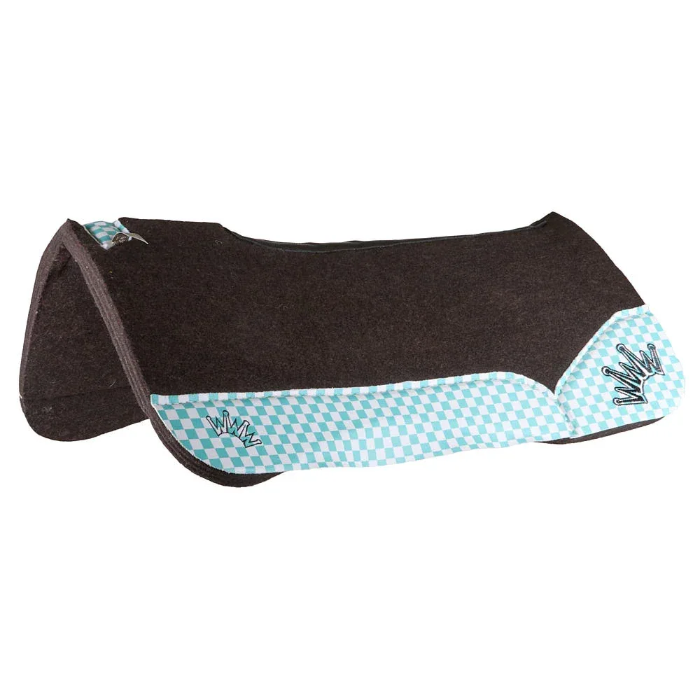 Best Ever Pads 3/4in OG Felt Pad with Turquoise Checkers and Black Crown - Image 2