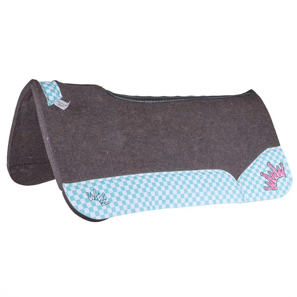 Best Ever Pads 3/4in OG Felt Pad with Turquoise Checkers and Hot Pink Crown - Image 2