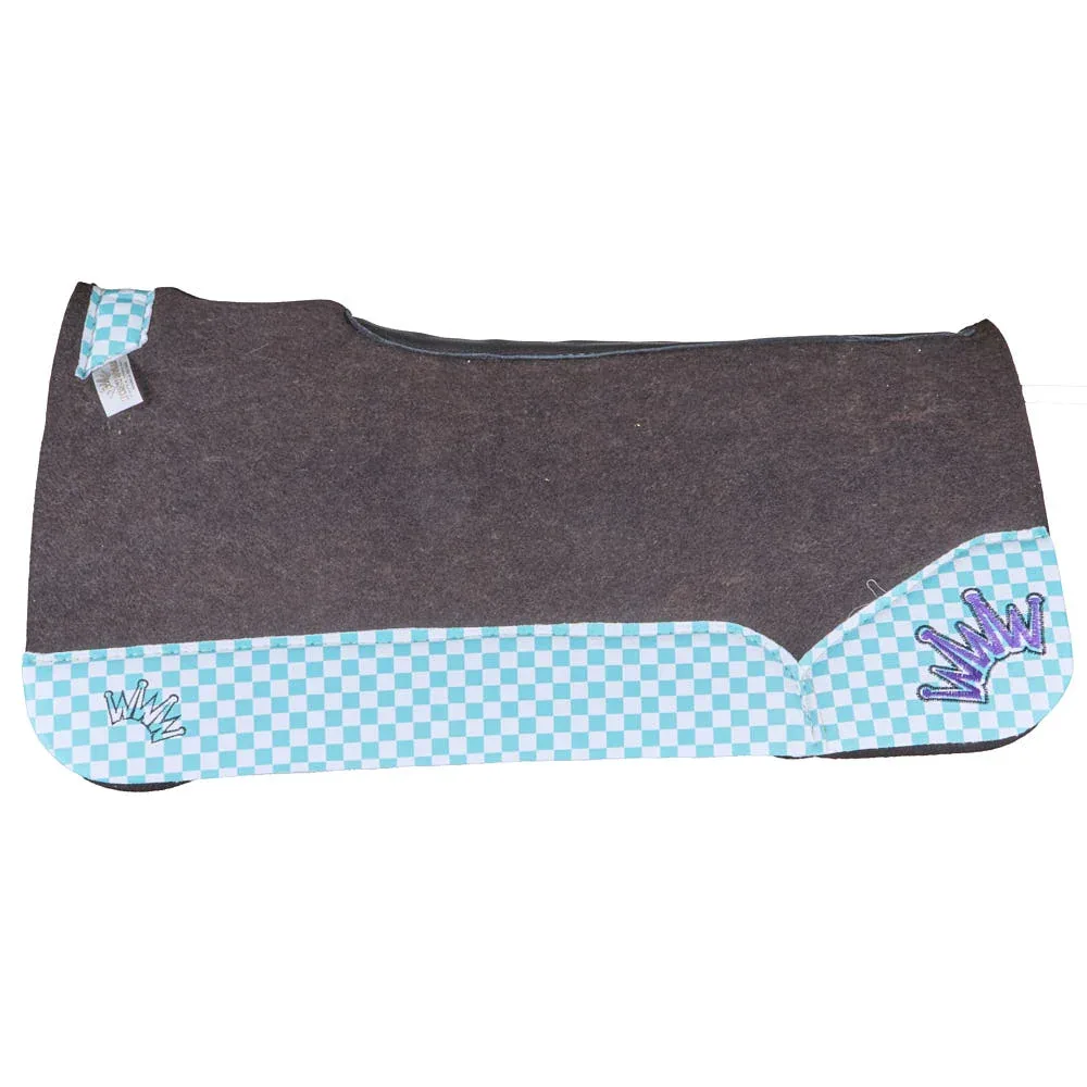 Best Ever Pads 3/4in OG Felt Pad with Turquoise Checkers and Purple Crown