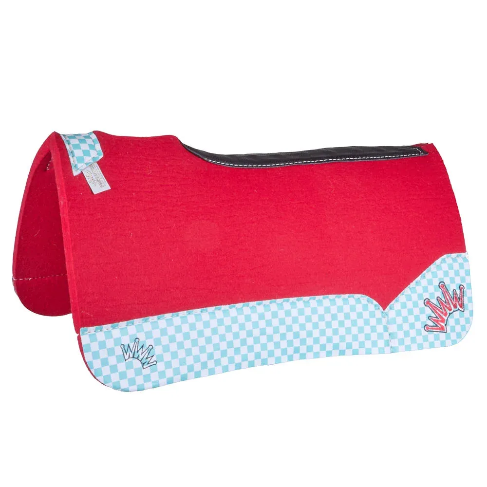 Best Ever Pads 3/4in Red Kush Felt with Turquoise Checkers - Image 2