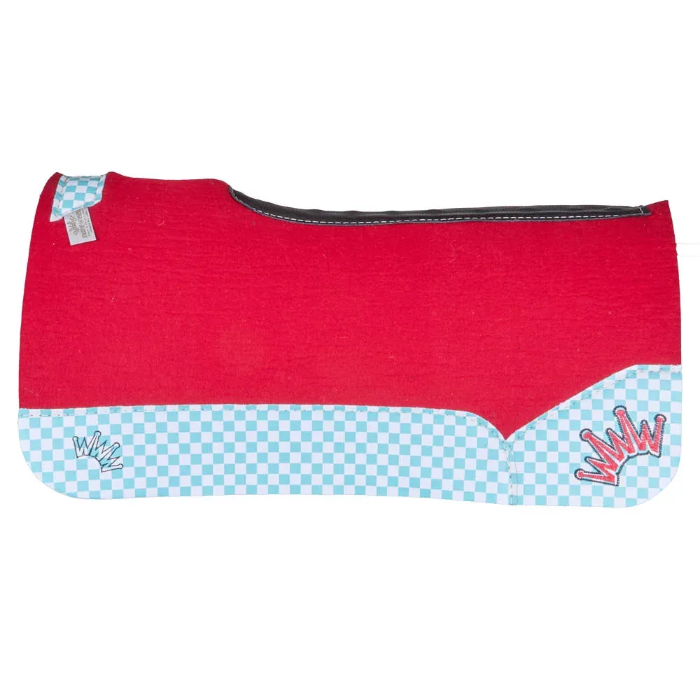 Best Ever Pads 3/4in Red Kush Felt with Turquoise Checkers
