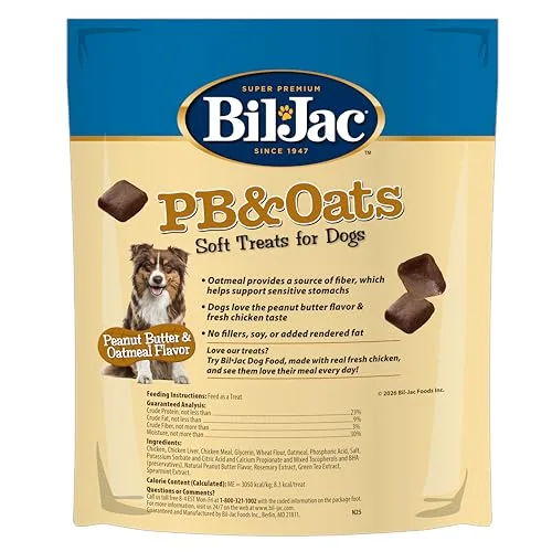 Bil-Jac PB & Oats Soft Treats for Dogs, Peanut Butter & Oatmeal Flavor, 10 Oz - Image 2