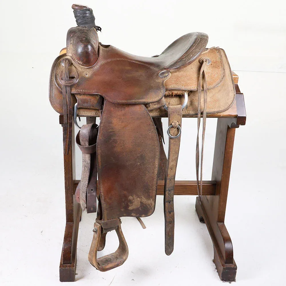 Billy Cook Used 16in 1/2 Floral Billy Cook Ranch Roper Saddle - Image 2