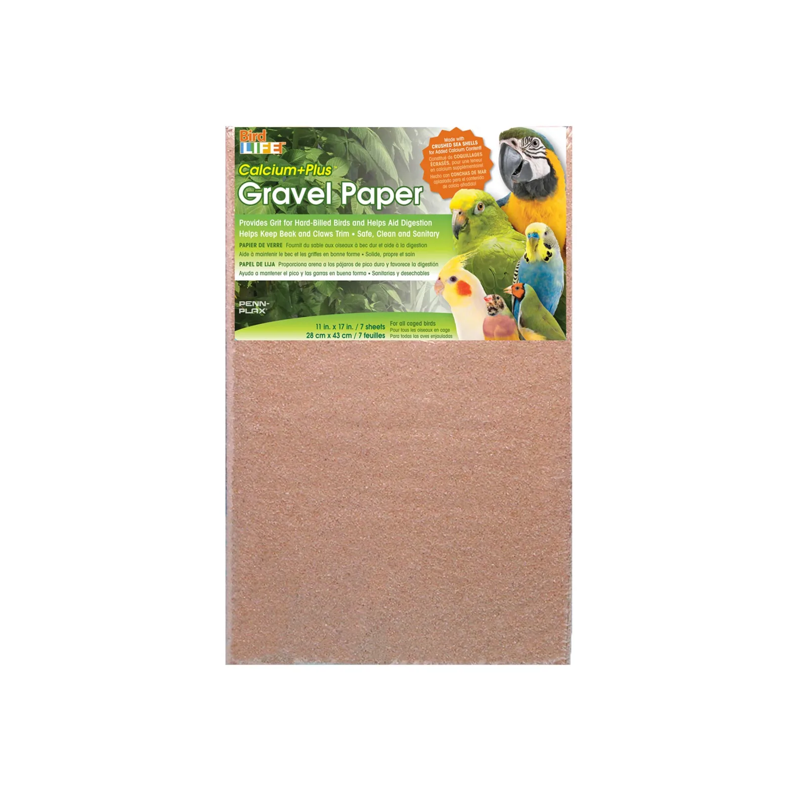 Bird Life™ Calcium+Plus™ Gravel Paper - 11" x 17" - 7 Sheets - For all Birds - Image 2