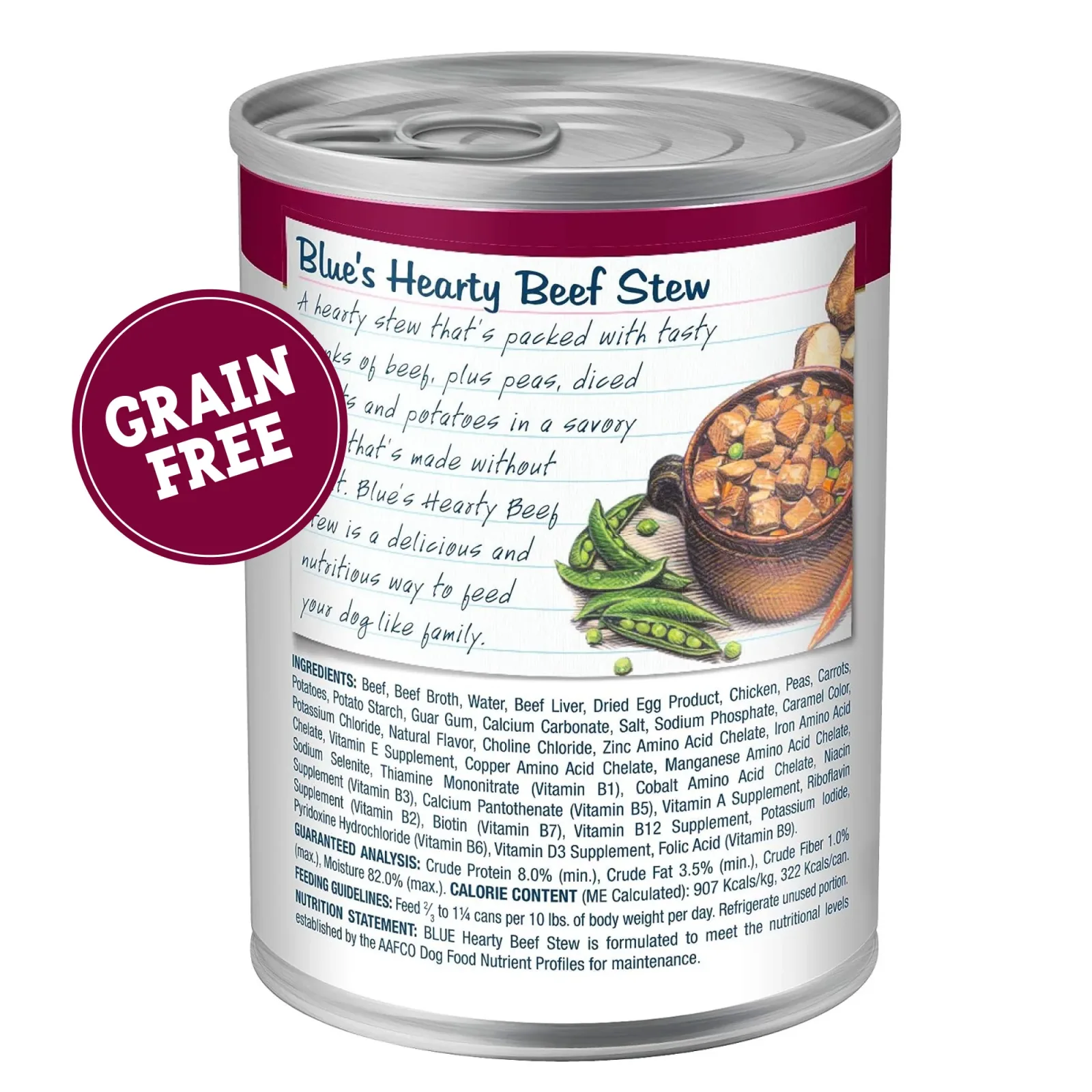 Blue Buffalo Blue's Stew Grain-Free Wet Dog Food, Made with Natural Ingredients, Hearty Beef Stew, 12.5-oz. Can - Image 2