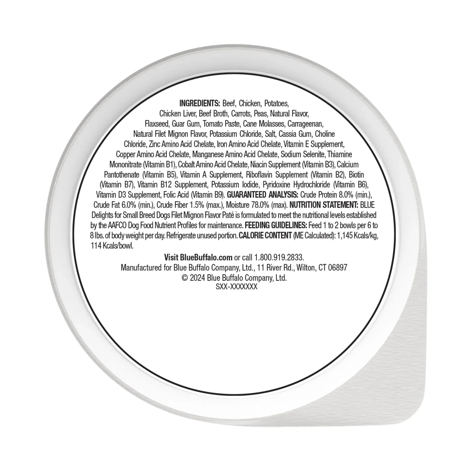 Blue Buffalo Delights Small Breed Natural Wet Dog Food, Filet Mignon Paté, 3.5-oz. Cup - Image 2