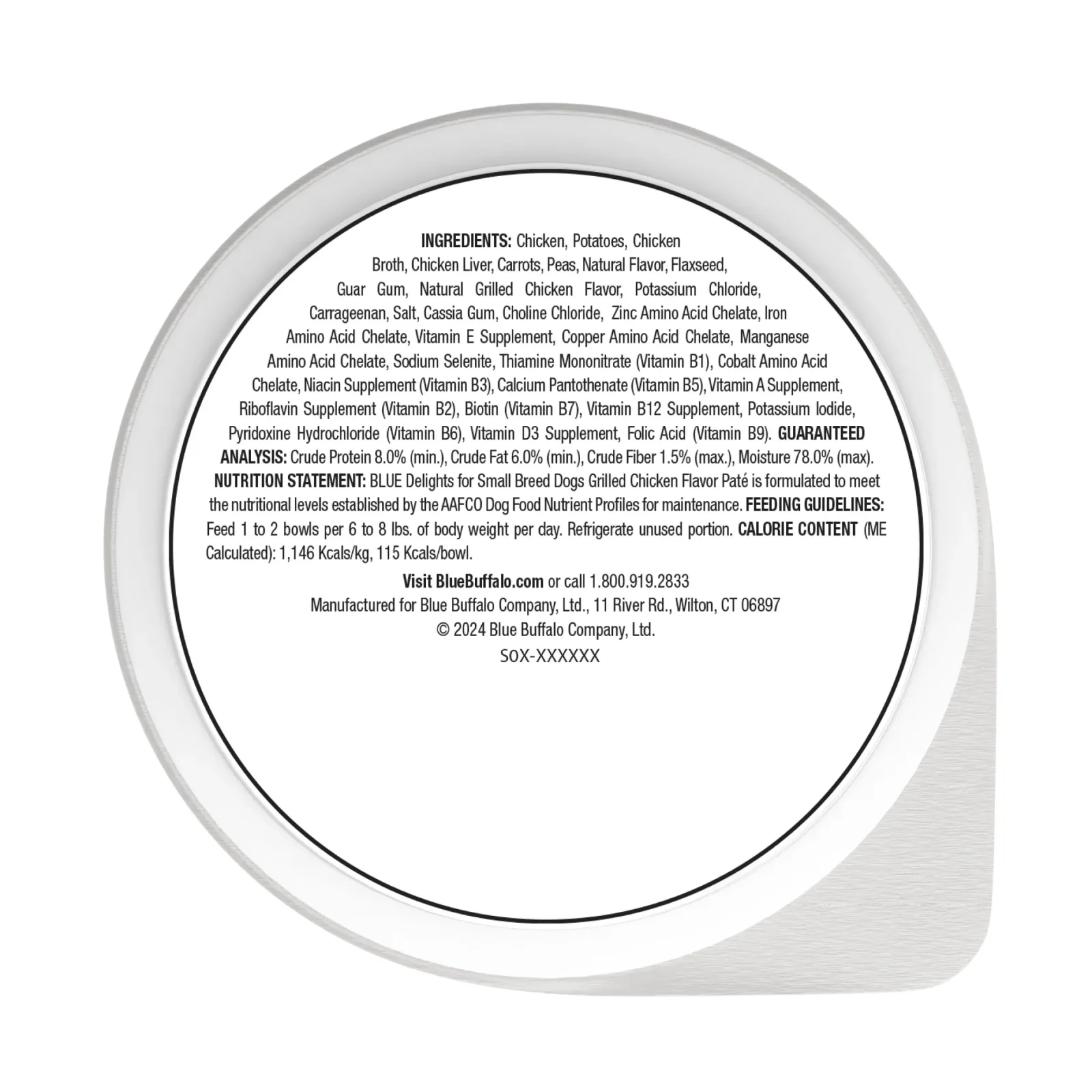 Blue Buffalo Delights Small Breed Natural Wet Dog Food, Grilled Chicken Paté, 3.5-oz. Cup - Image 2