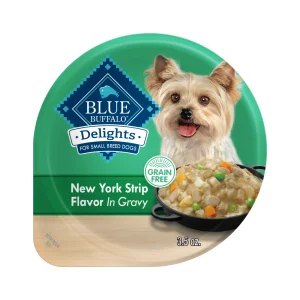 Blue Buffalo Delights Small Breed Natural Wet Dog Food, NY Strip Flavor in Gravy, 3.5-oz. Cups