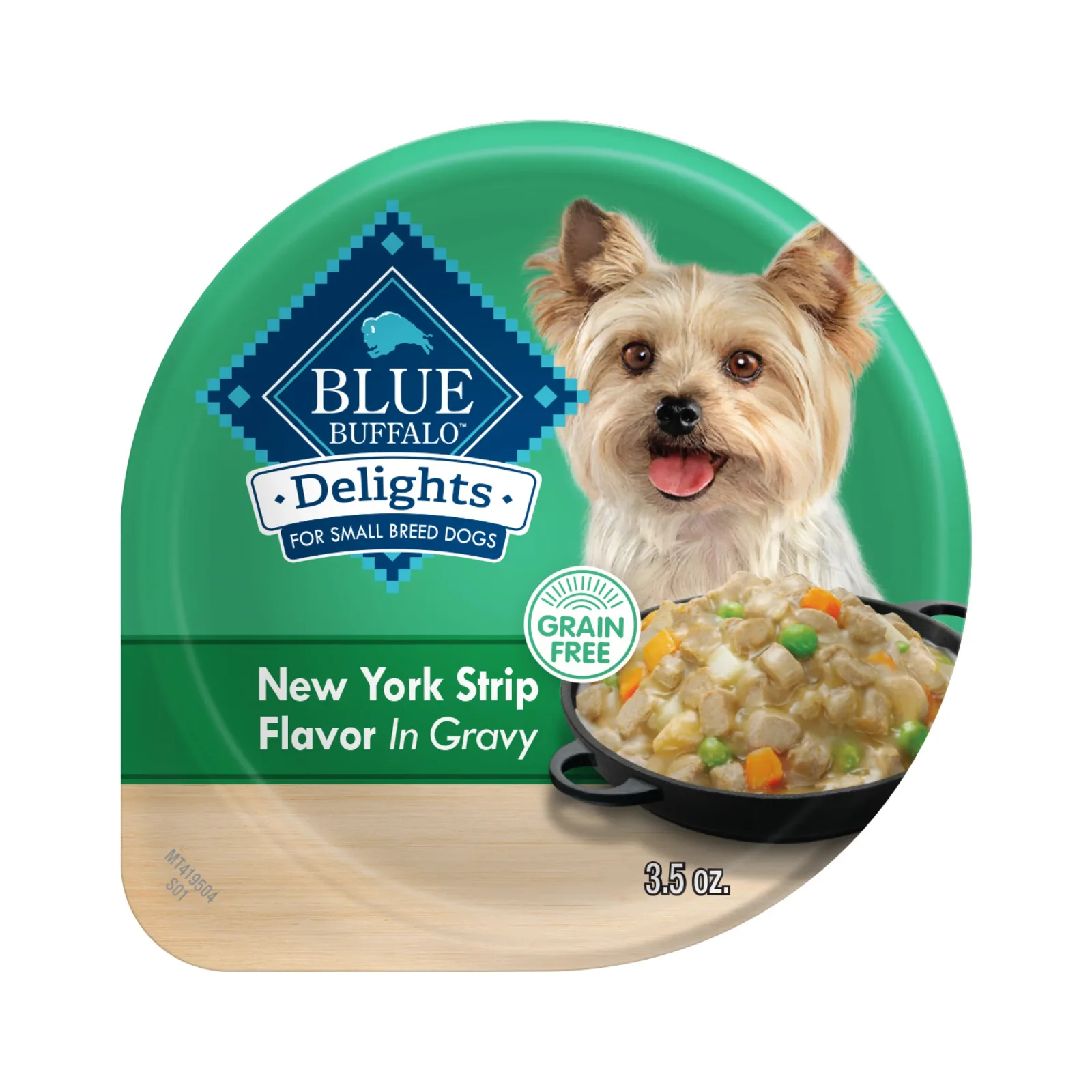 Blue Buffalo Delights Small Breed Natural Wet Dog Food, NY Strip Flavor in Gravy, 3.5-oz. Cups