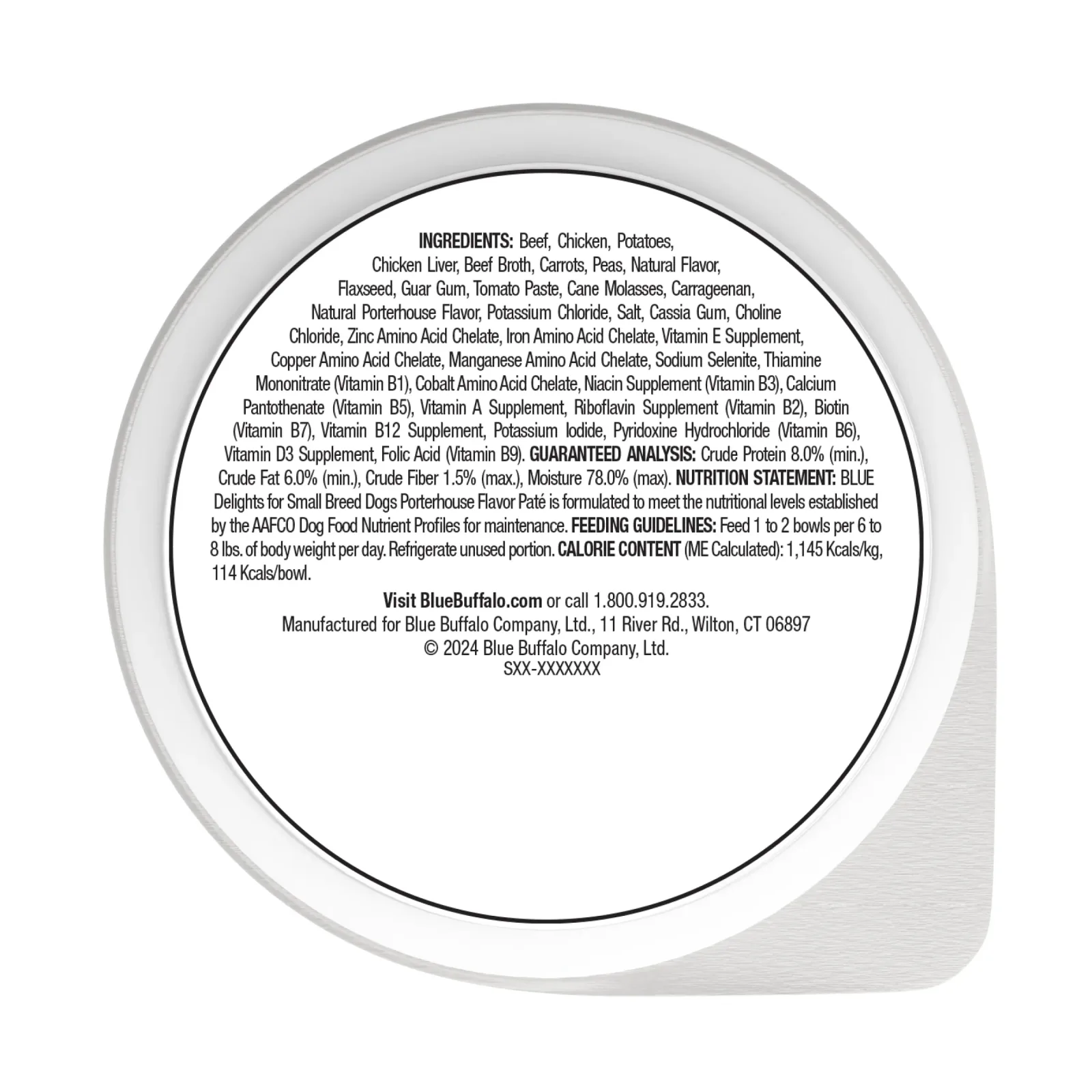 Blue Buffalo Delights Small Breed Natural Wet Dog Food, Porterhouse Paté, 3.5-oz. Cup - Image 2