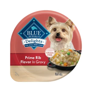 Blue Buffalo Delights Small Breed Natural Wet Dog Food, Prime Rib Flavor in Gravy, 3.5-oz. Cups