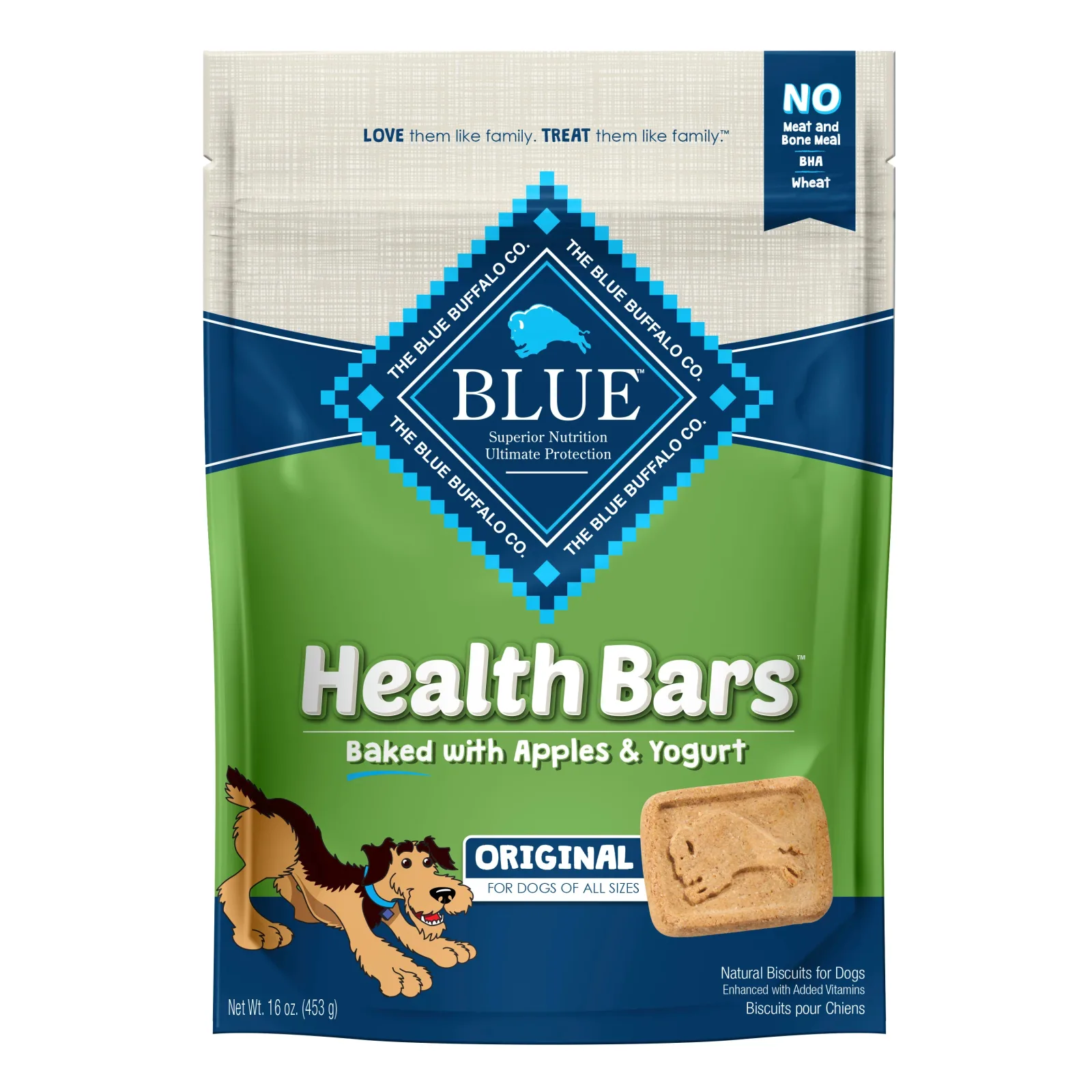 Blue Buffalo Health Bars Natural Crunchy Dog Treats Biscuits, Apple & Yogurt 16 oz. Bag