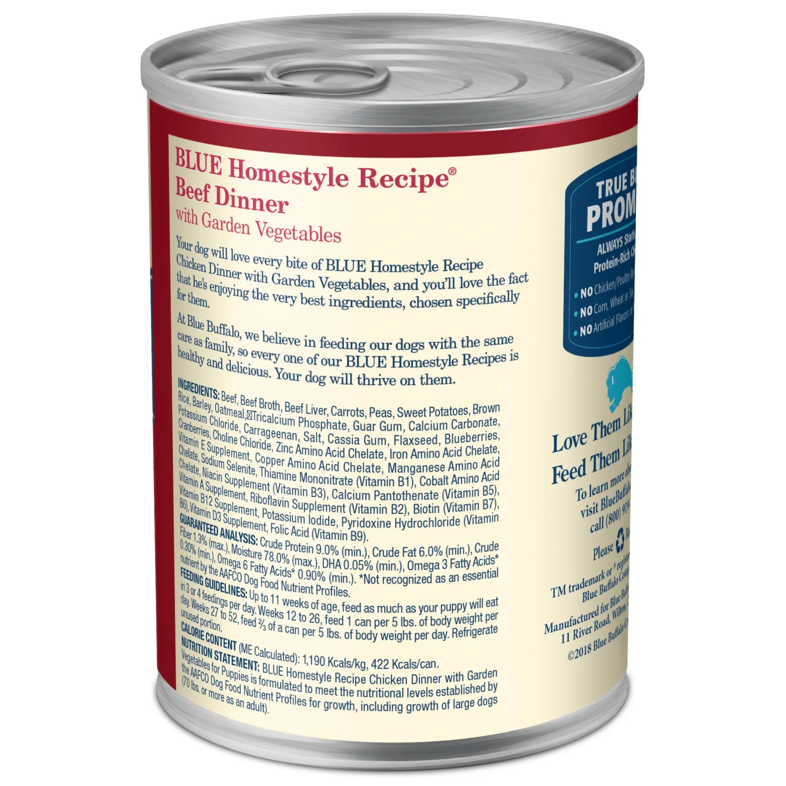 Blue Buffalo Homestyle Recipe Adult Wet Dog Food, Made with Natural Ingredients, Beef Dinner With Garden Vegetables, 12.5-oz. Can - Image 2