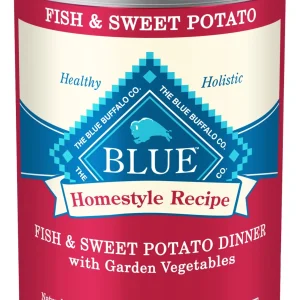 Blue Buffalo Homestyle Recipe Adult Wet Dog Food, Made with Natural Ingredients, Fish and Sweet Potato Dinner, 12.5-oz. Can