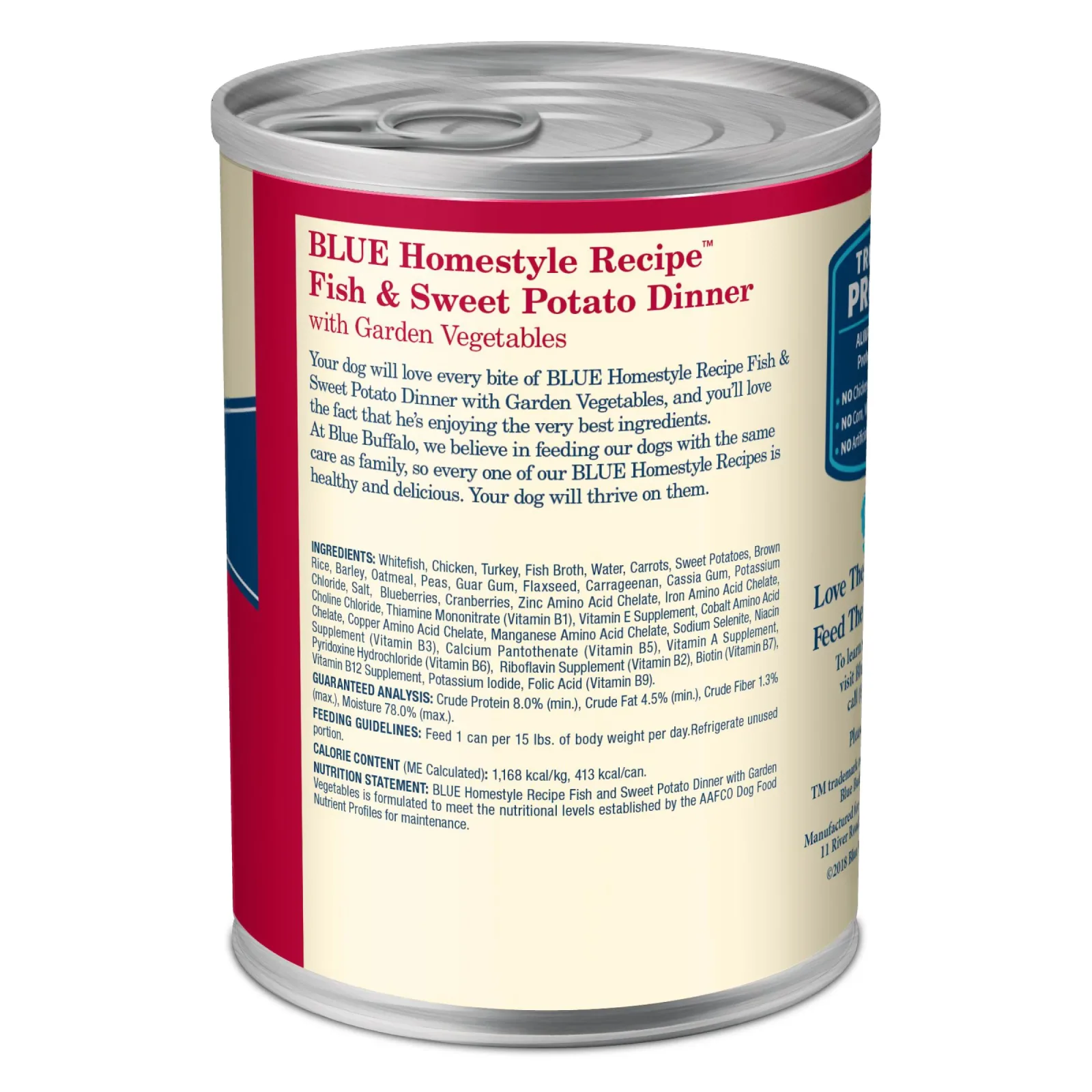 Blue Buffalo Homestyle Recipe Adult Wet Dog Food, Made with Natural Ingredients, Fish and Sweet Potato Dinner, 12.5-oz. Can - Image 2