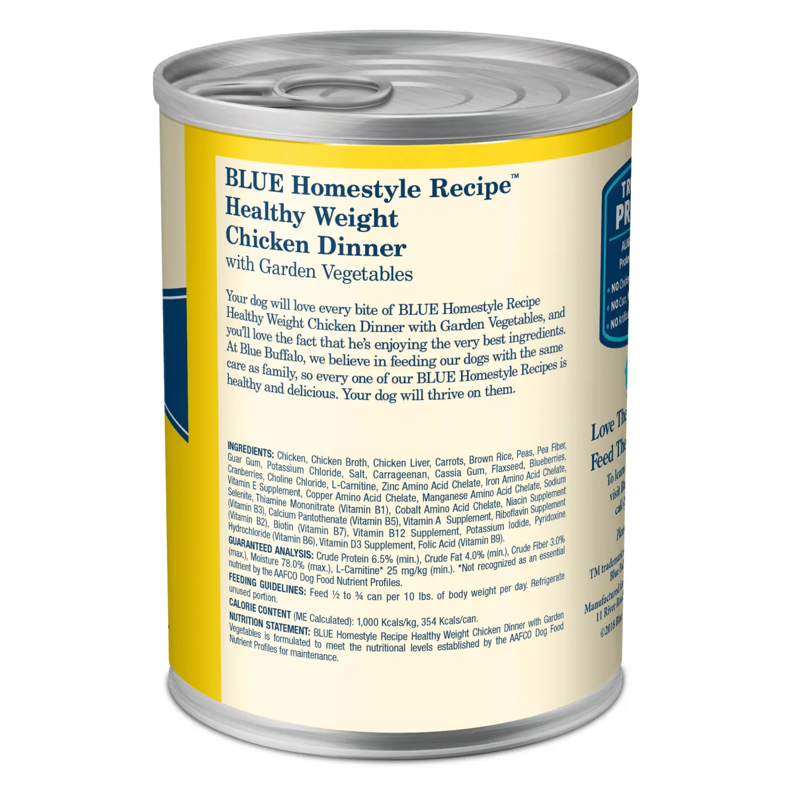 Blue Buffalo Homestyle Recipe Healthy Weight Adult Wet Dog Food, Chicken Dinner With Garden Vegetables, 12.5-oz. Can - Image 2