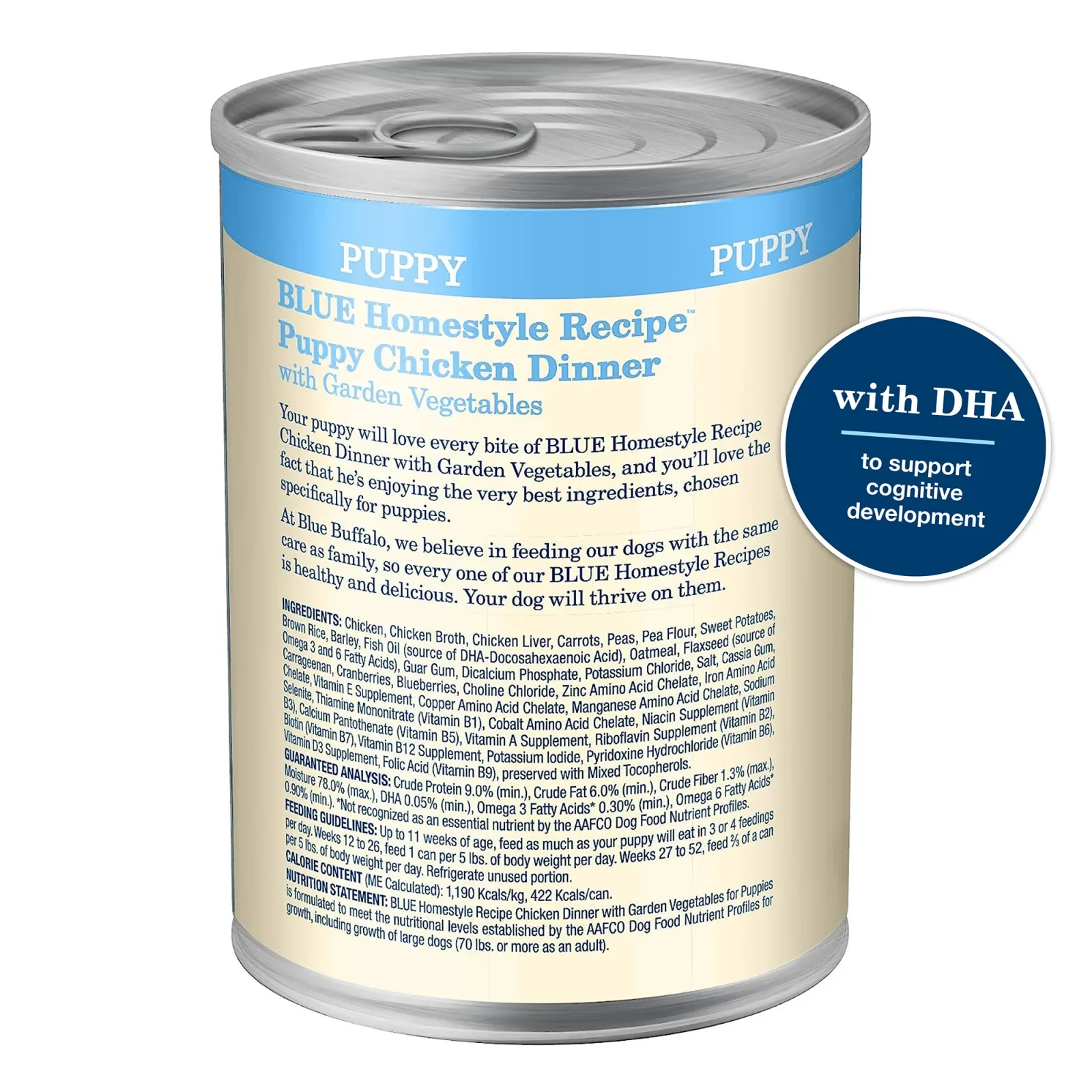 Blue Buffalo Homestyle Recipe Puppy Wet Dog Food, Made with Natural Ingredients, Chicken Dinner with Garden Vegetables & Brown Rice, 12.5-oz. Can - Image 2