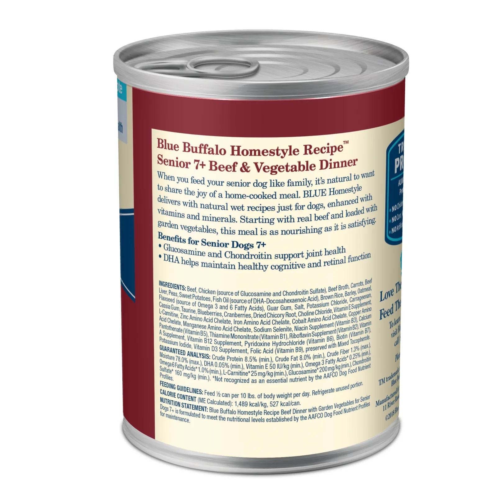 Blue Buffalo Homestyle Recipe Senior Wet Dog Food, Made with Natural Ingredients, Beef Dinner with Garden Vegetables, 12.5-oz. Can - Image 2