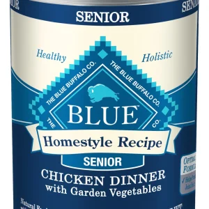 Blue Buffalo Homestyle Recipe Senior Wet Dog Food, Made with Natural Ingredients, Chicken Dinner with Garden Vegetables, 12.5-oz. Can