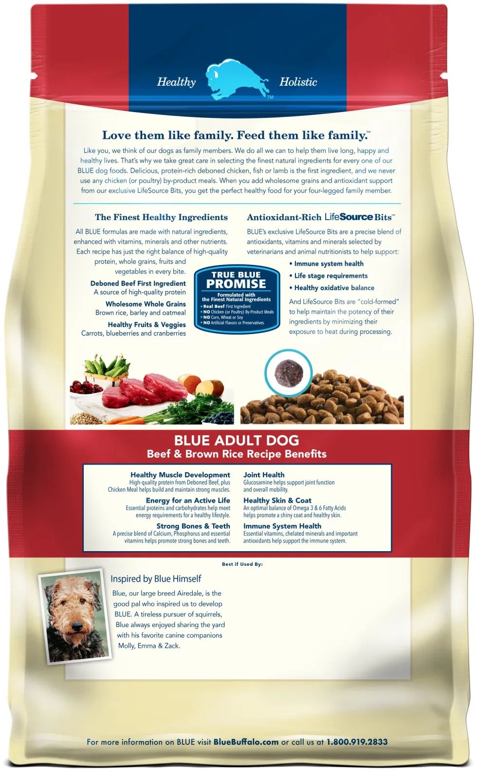Blue Buffalo Life Protection Formula Adult Dry Dog Food, Helps Build and Maintain Strong Muscles, Made with Natural Ingredients, Beef & Brown Rice Recipe, 30-lb Bag - Image 2