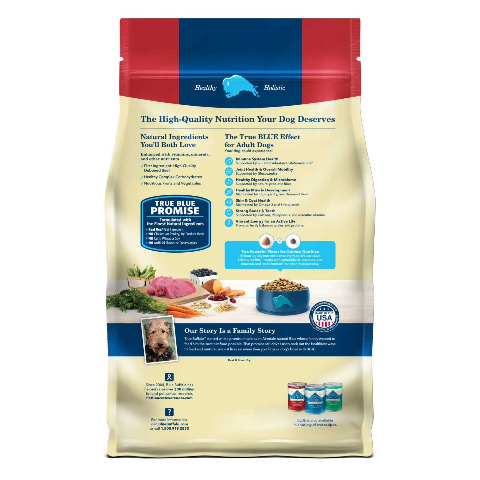 Blue Buffalo Life Protection Formula Adult Dry Dog Food, Helps Build and Maintain Strong Muscles, Made with Natural Ingredients, Beef & Brown Rice Recipe, 5-lb Bag - Image 2