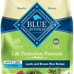 Blue Buffalo Life Protection Formula Adult Small Breed Dry Dog Food, Supports High Energy Needs, Made with Natural Ingredients, Lamb & Brown Rice Recipe, 5-lb Bag