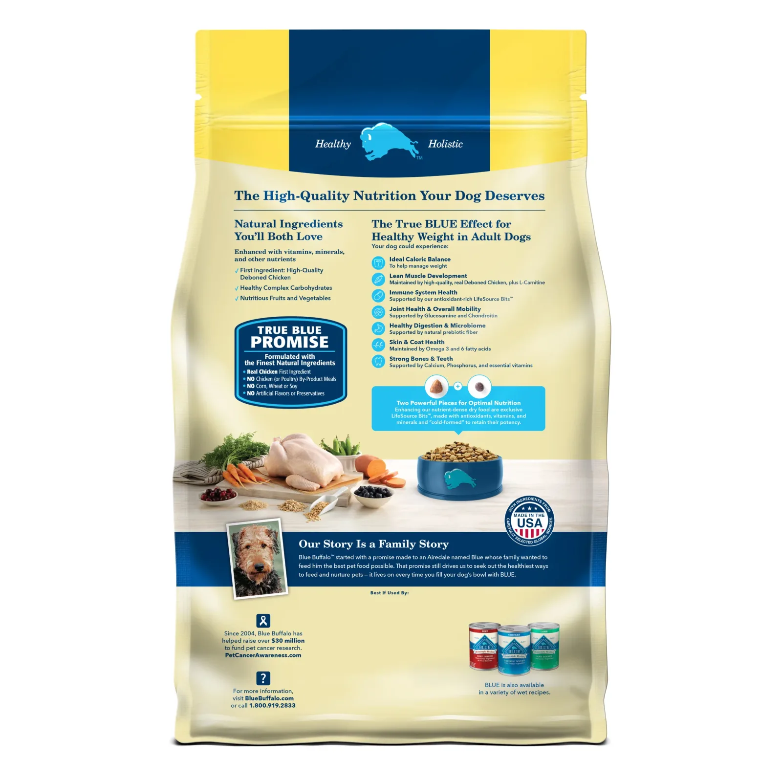 Blue Buffalo Life Protection Formula Healthy Weight Adult Dry Dog Food, Supports an Ideal Weight, Made with Natural Ingredients, Chicken & Brown Rice Recipe, 5-lb Bag - Image 2