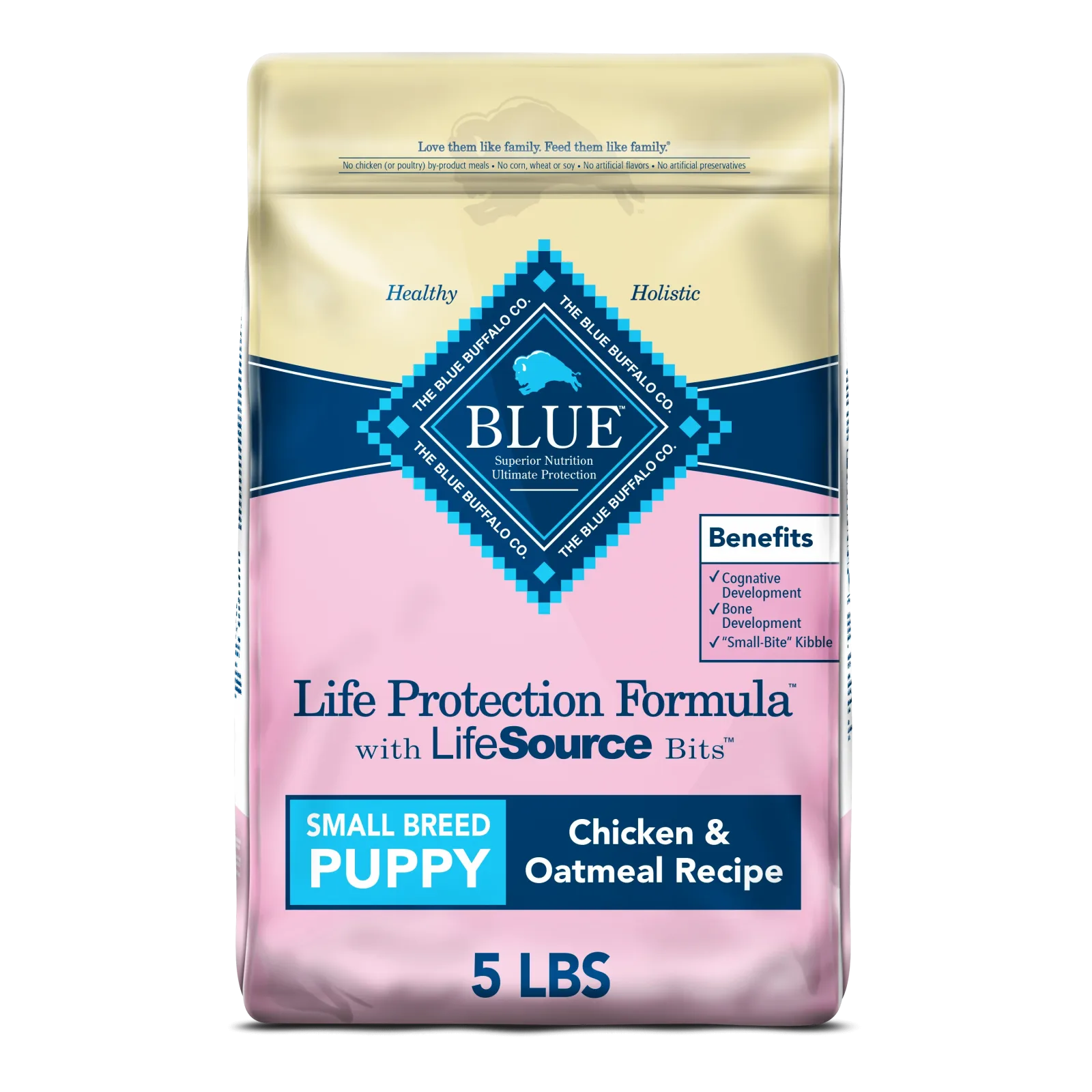 Blue Buffalo Life Protection Formula Natural Puppy Small Breed Dry Dog Food, Chicken and Oatmeal 5 lb. Trial Size Bag