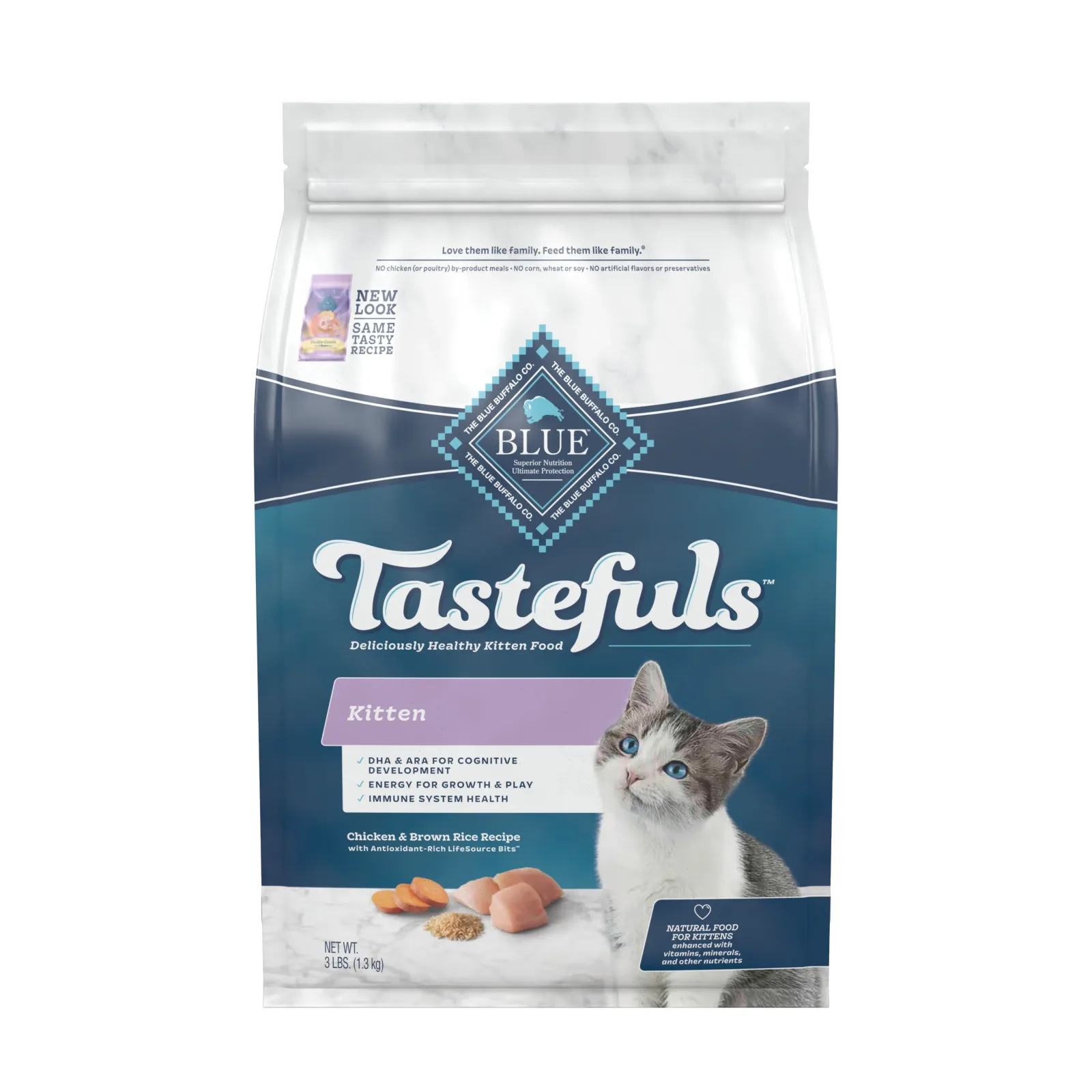 Blue Buffalo Tastefuls Kitten Natural Dry Cat Food, Chicken 3lb. bag