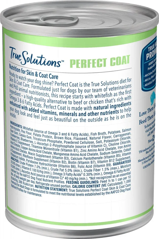 Blue Buffalo True Solutions Perfect Coat Natural Skin & Coat Care Whitefish Recipe Adult Wet Dog Food - Image 2