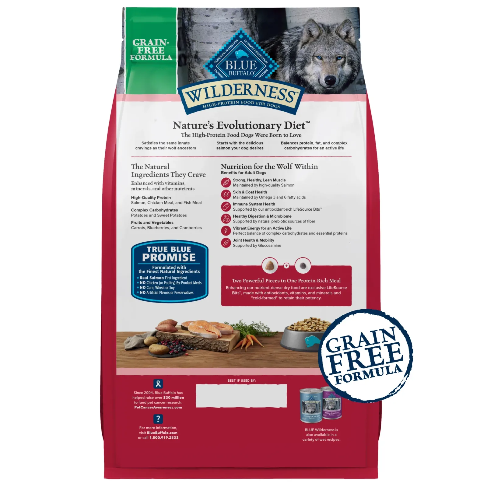 Blue Buffalo Wilderness Adult High-Protein Dry Dog Food with Real Salmon, Grain-Free, Made in the USA with Natural Ingredients, Salmon, 4.5-lb Bag - Image 2