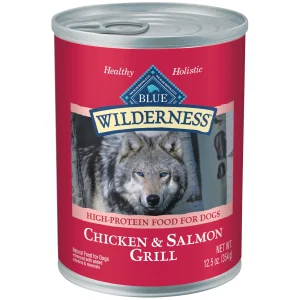 Blue Buffalo Wilderness Adult Wet Dog Food, High-Protein & Grain-Free, Made with Natural Ingredients, Salmon & Chicken Grill, 12.5-oz. Can
