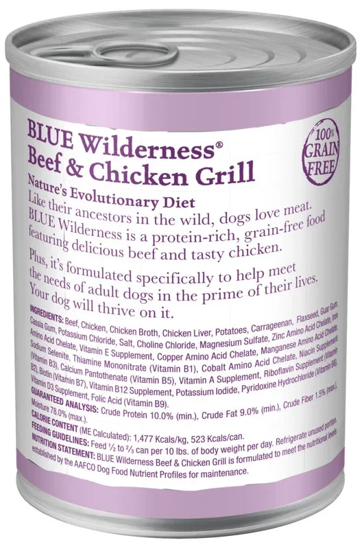 Blue Buffalo Wilderness Grain Free Beef & Chicken Canned Dog Food - Image 2