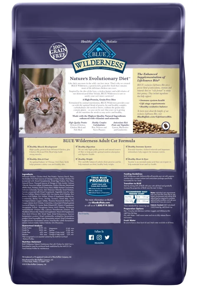Blue Buffalo Wilderness Grain Free Chicken Recipe Dry Cat Food - Image 2