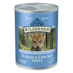 Blue Buffalo Wilderness Natural High-Protein & Grain-Free Wet Food for Puppies, Turkey & Chicken, 12.5-oz. Can