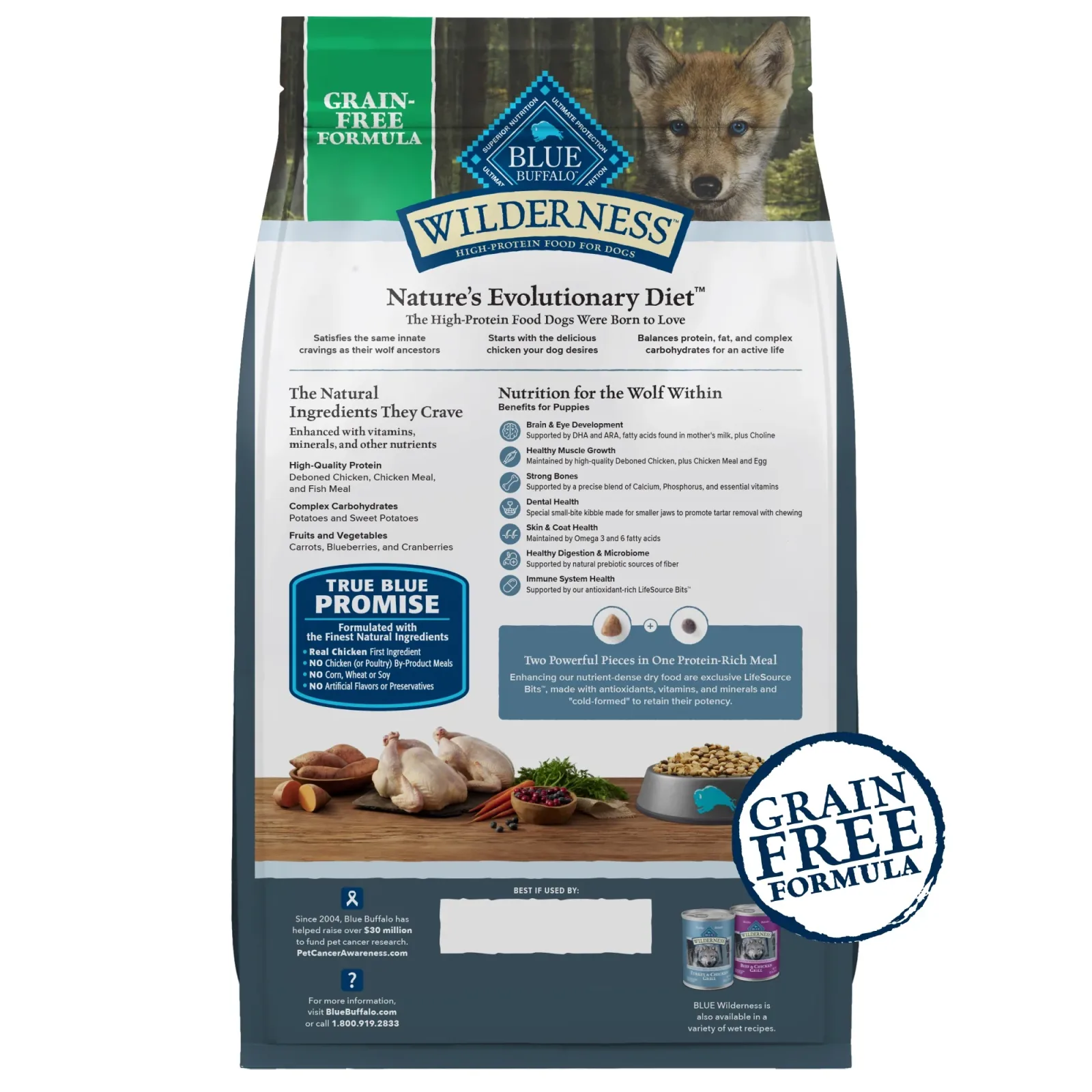 Blue Buffalo Wilderness Puppy High-Protein Dry Dog Food with Real Chicken, Grain-Free, Made in the USA with Natural Ingredients, Chicken, 24-lb Bag - Image 2