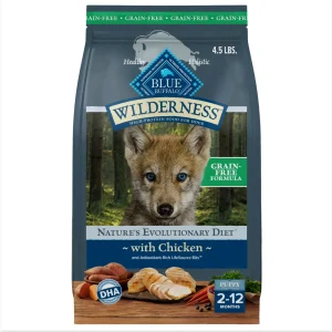 Blue Buffalo Wilderness Puppy High-Protein Dry Dog Food with Real Chicken, Grain-Free, Made in the USA with Natural Ingredients, Chicken, 4.5-lb Bag