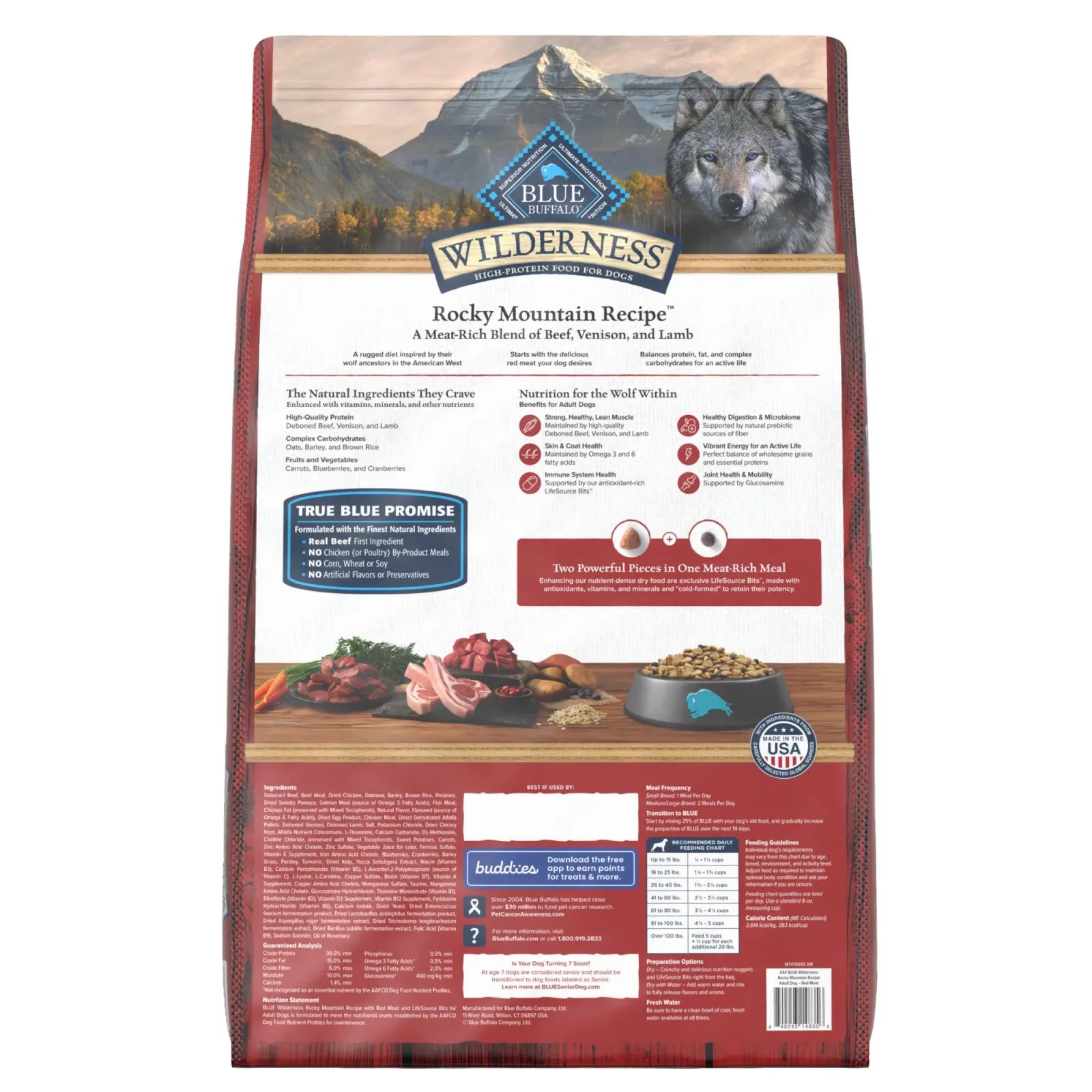Blue Buffalo Wilderness Rocky Mountain High-Protein Adult Dry Dog Food Wholesome Grains Red Meat - Image 2