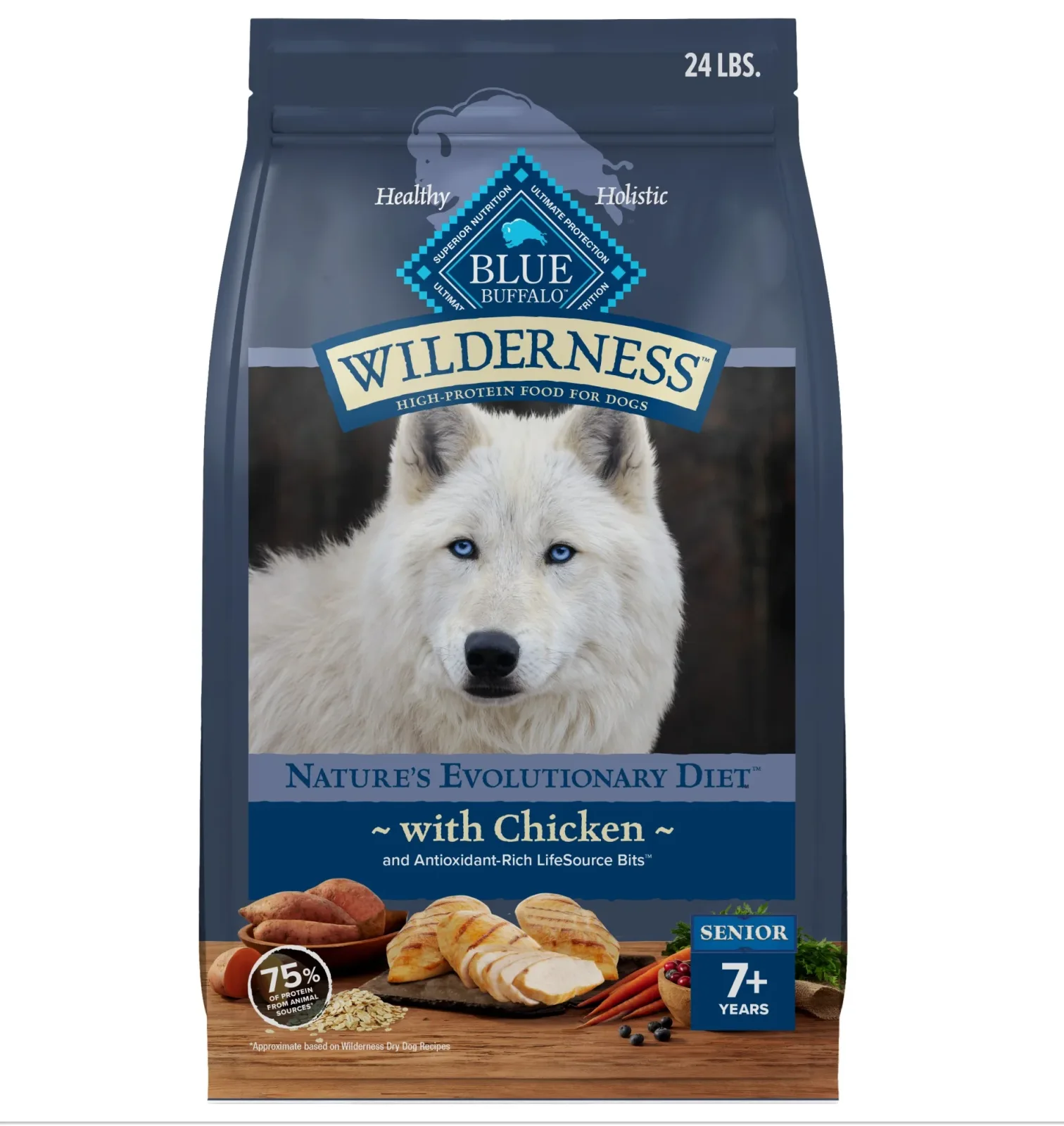 Blue Buffalo Wilderness Senior High Protein Dry Dog Food Wholesome Grains with Ingredients Chicken