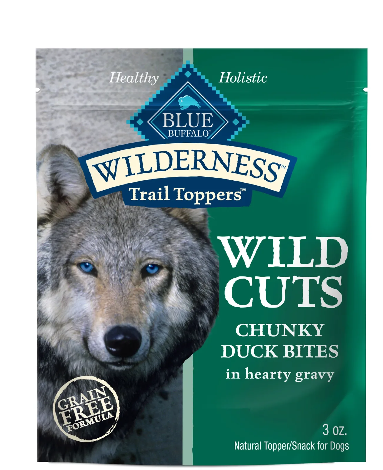 Blue Buffalo Wilderness Trail Toppers Wild Cuts Natural High-Protein Dog Wet Food, Duck Bites in Hearty Gravy, 3-oz Pouch