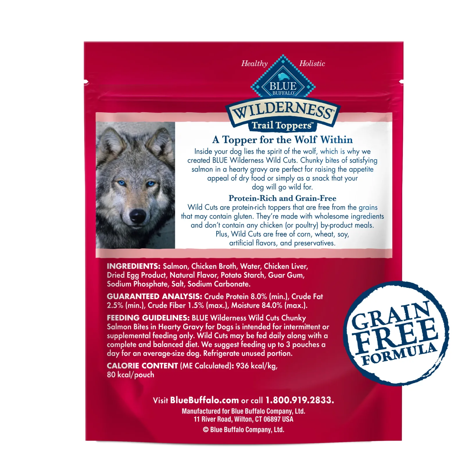 Blue Buffalo Wilderness Trail Toppers Wild Cuts Natural High-Protein Dog Wet Food, Salmon Bites in Hearty Gravy, 3-oz Pouch - Image 2