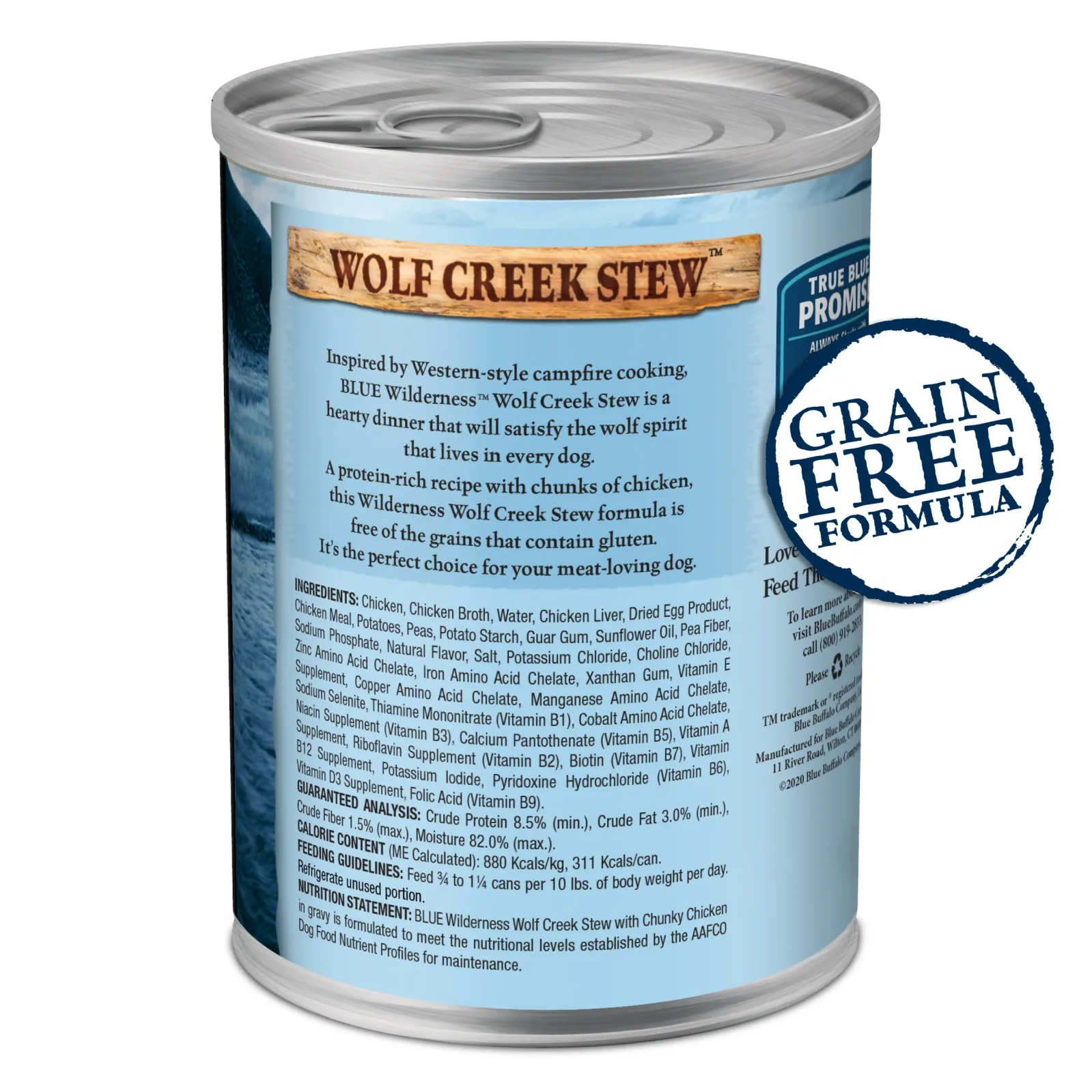 Blue Buffalo Wilderness Wolf Creek Stew High Protein, Natural Wet Food for Dogs, Hearty Chicken Stew in Gravy, 12.5-oz can - Image 2