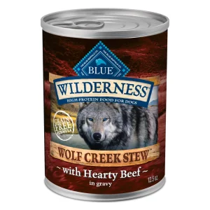 Blue Buffalo Wilderness Wolf Creek Stew Wet Dog Food, High-Protein & Grain-Free, Made with Natural Ingredients, Hearty Beef in Gravy, 12.5-oz. Can