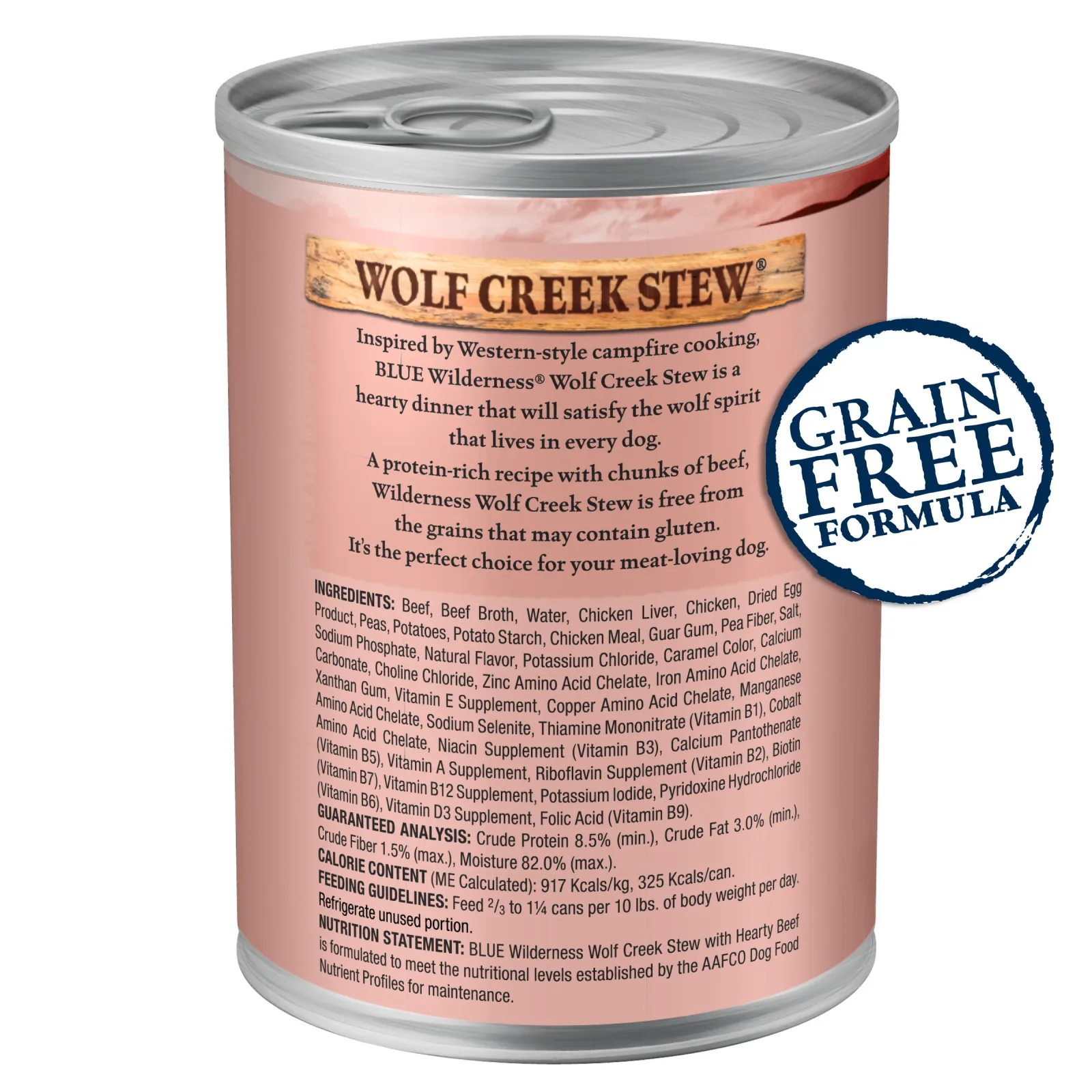 Blue Buffalo Wilderness Wolf Creek Stew Wet Dog Food, High-Protein & Grain-Free, Made with Natural Ingredients, Hearty Beef in Gravy, 12.5-oz. Can - Image 2