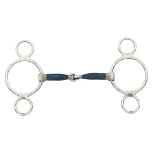 Blue Steel Jointed 2-Ring Gag Bit